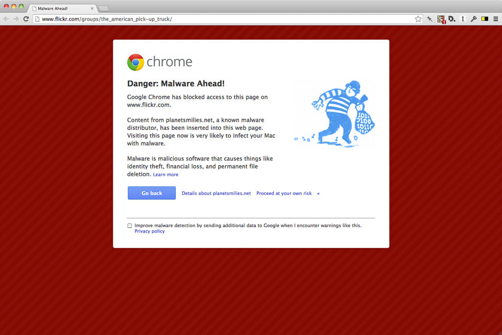 googles website security warning