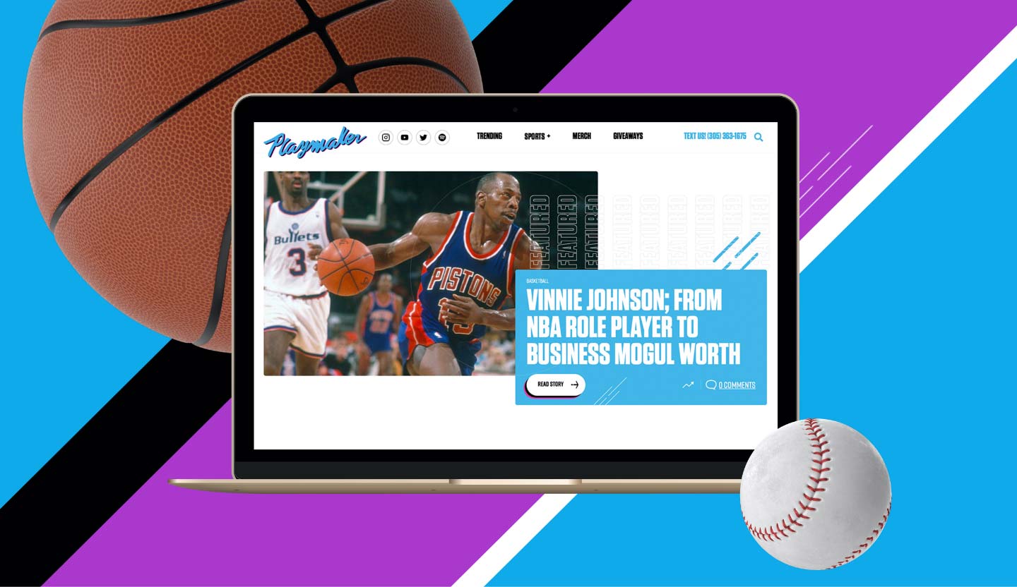 Home of Playmakers website on a laptop