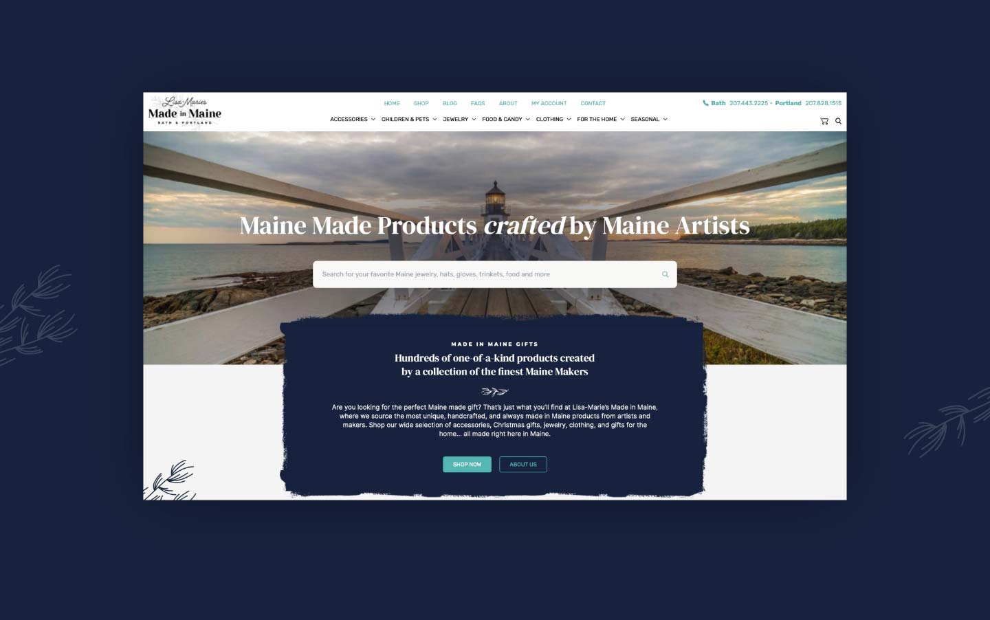 Lisa-Marie's website on blue background