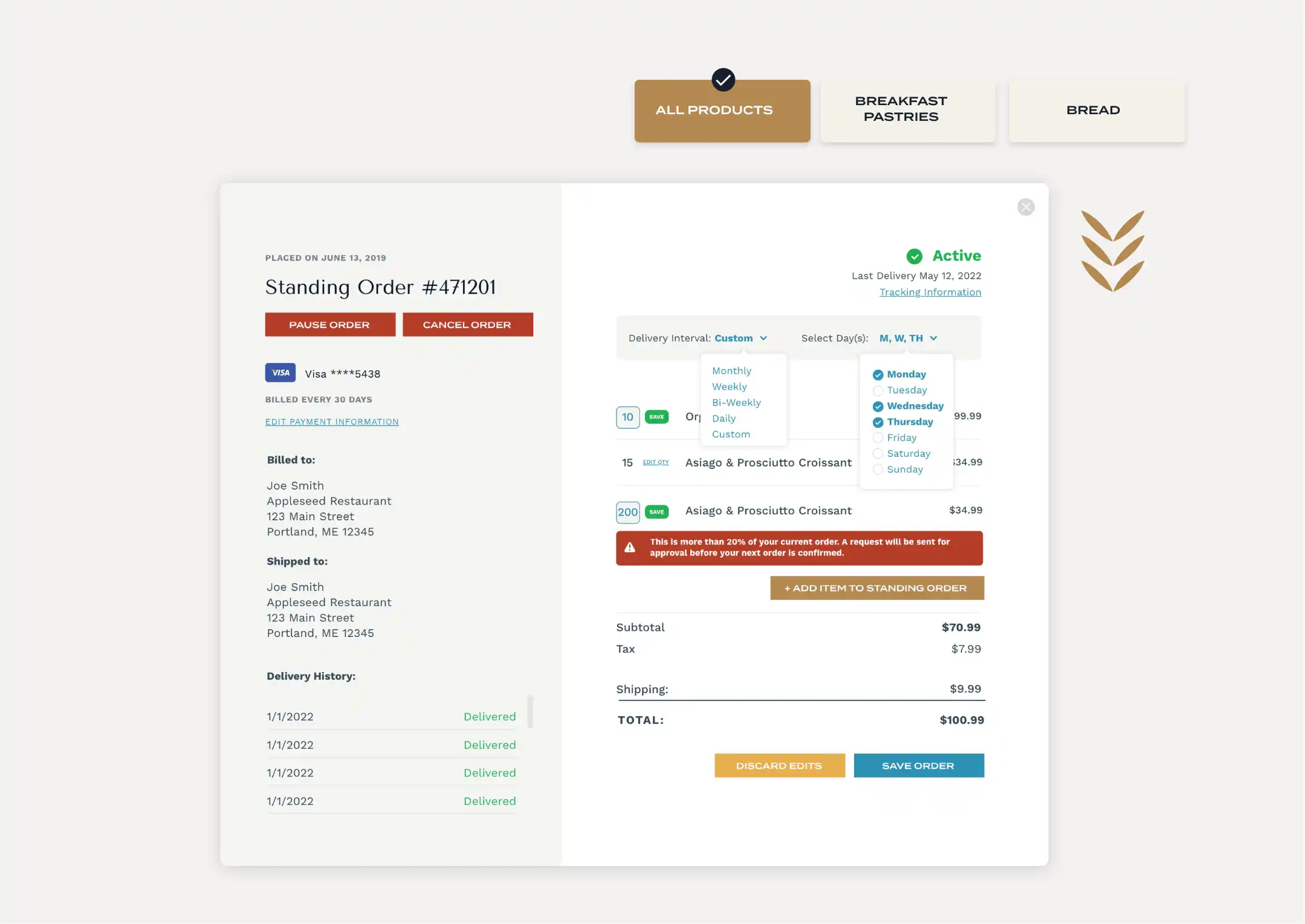 Custom invoicing for wholesale customers